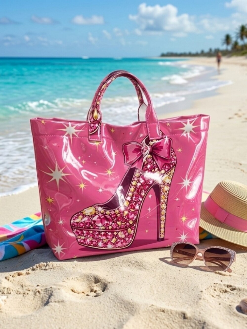 Stylish Fashion High Heel Daily Commute Tote Large PVC Handbag